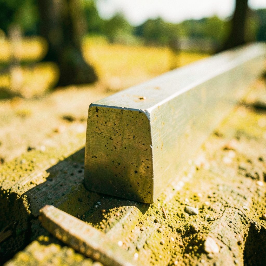 AISI 4340 alloy steel bar with turned and polished surface, bright metallic finish under factory lighting